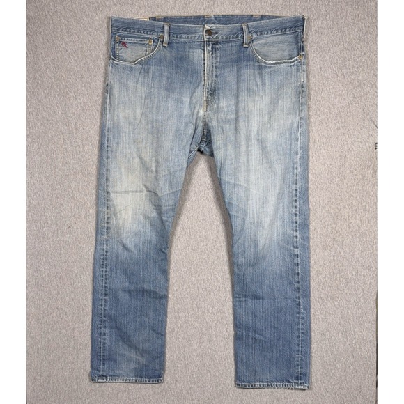 Polo Ralph Lauren Hampton Straight Red Line Selvedge Blue Denim Jeans Mens 40x32 - Picture 2 of 13